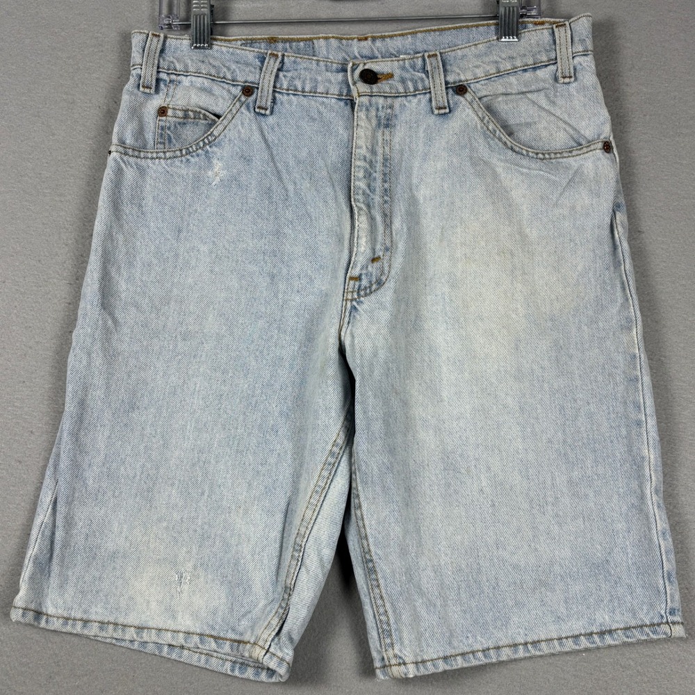 Levi's 550 Relaxed Fit Denim Shorts Orange Tab Vintage 33 Light Wash Made In USA